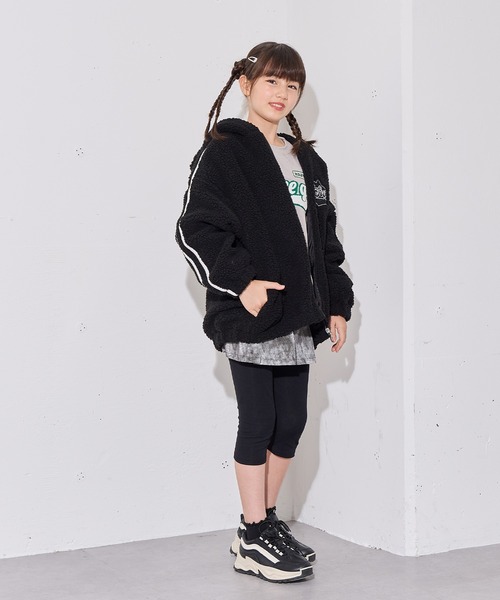 セール】フード付き袖ラインボアジャケット（カモフラ/ブラック