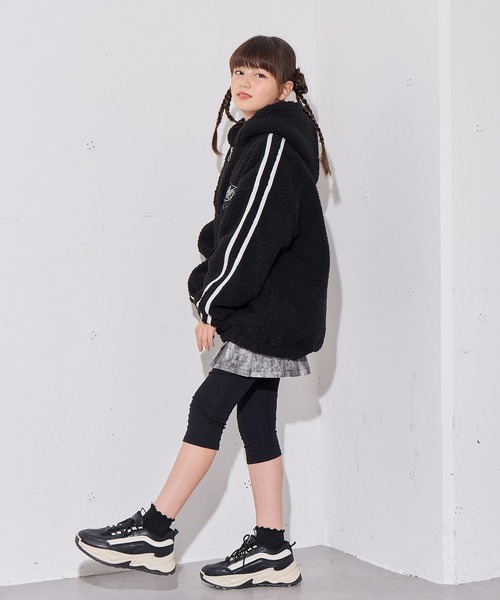 セール】フード付き袖ラインボアジャケット（カモフラ/ブラック