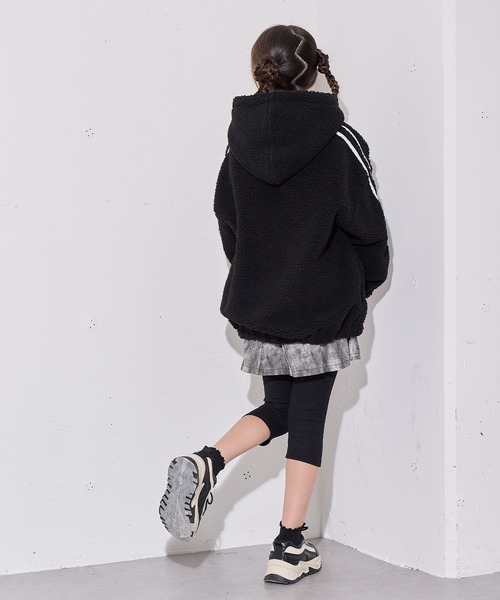 セール】フード付き袖ラインボアジャケット（カモフラ/ブラック