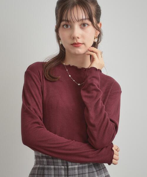 couture brooch(クチュールブローチ)の「【ほんのりシアー・きれいめ】サステナブル テレコインナートップス(Tシャツ/カットソー・レディース・ボルドー/アイボリー/サックスブルー/ブラック・42/38/40/36)」の4枚目の写真