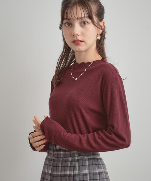 couture brooch(クチュールブローチ)の「【ほんのりシアー・きれいめ】サステナブル テレコインナートップス(Tシャツ/カットソー・レディース・ボルドー/アイボリー/サックスブルー/ブラック・42/38/40/36)」の19枚目の写真