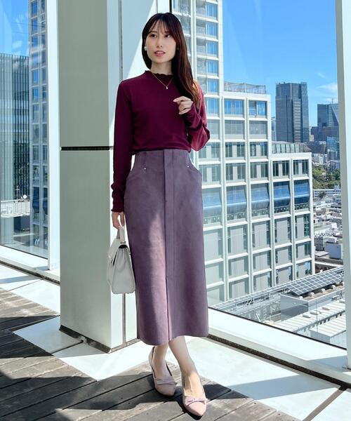 couture brooch(クチュールブローチ)の「【ほんのりシアー・きれいめ】サステナブル テレコインナートップス(Tシャツ/カットソー・レディース・ボルドー/アイボリー/サックスブルー/ブラック・42/38/40/36)」の20枚目の写真