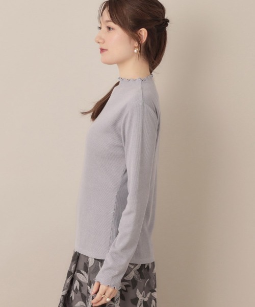 couture brooch(クチュールブローチ)の「【ほんのりシアー・きれいめ】サステナブル テレコインナートップス(Tシャツ/カットソー・レディース・ボルドー/アイボリー/サックスブルー/ブラック・42/38/40/36)」の9枚目の写真