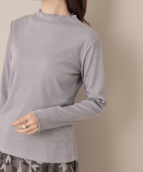 couture brooch(クチュールブローチ)の「【ほんのりシアー・きれいめ】サステナブル テレコインナートップス(Tシャツ/カットソー・レディース・ボルドー/アイボリー/サックスブルー/ブラック・42/38/40/36)」の6枚目の写真