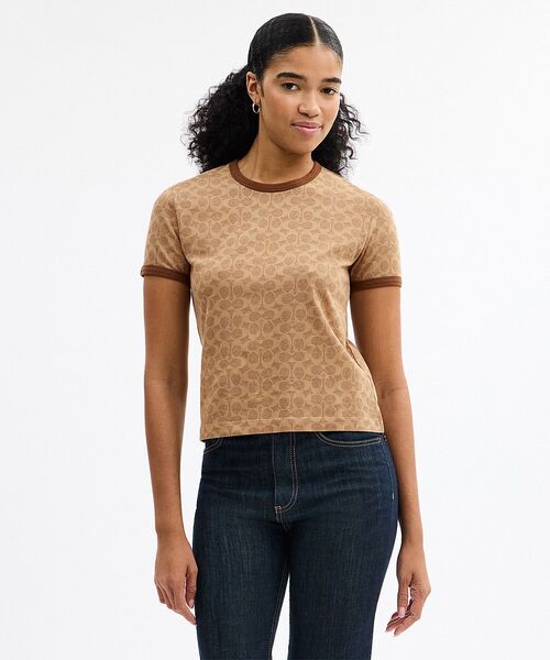 COACH(コーチ)の「シグネチャー リンガー Tシャツ(Tシャツ/カットソー・レディース・ベージュ系その他・LARGE/MEDIUM/SMALL/X-SMALL)」の6枚目の写真
