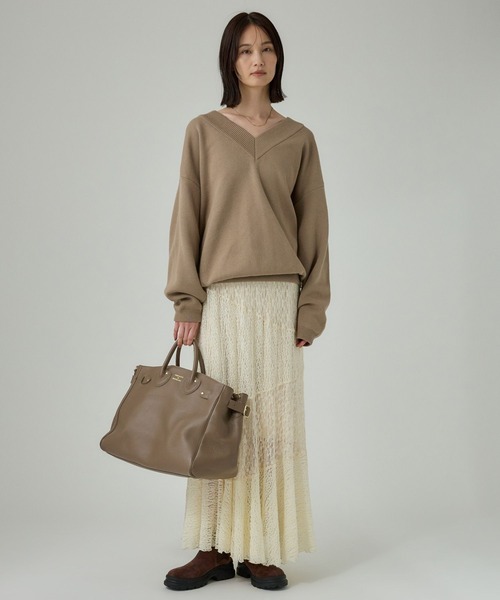 jj mercer（ジェイジェイマーサー）の「【J.J. Mercer】＜別注＞ロゴVネックプルオーバー（スウェット・レディース・チャコール/ベージュ・フリー）」の16枚目の写真