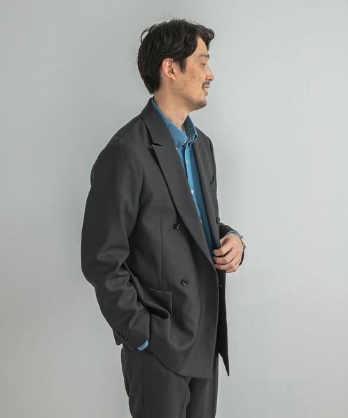 【NAVY】LIFE STYLE TAILOR ウールライクツイルコンフォータブル Wジャケット セール】LIFE STYLE TAILOR ウールライクツイルコンフォータブル W