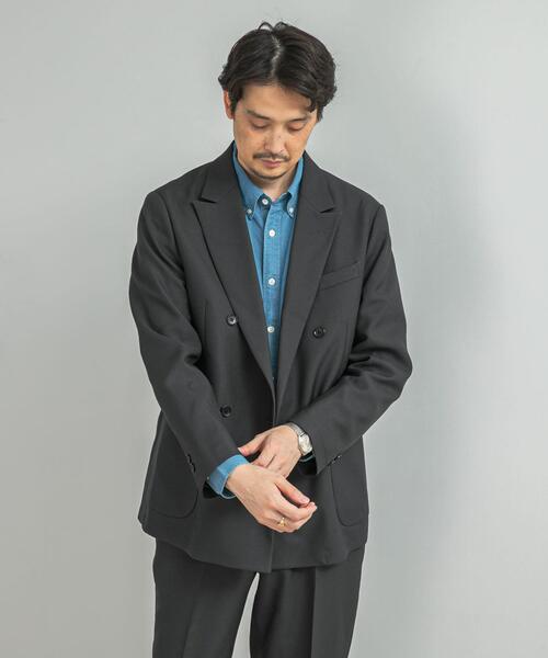 【BLUE GRAY】LIFE STYLE TAILOR ウールライクツイルコンフォータブル Wジャケット セール】LIFE STYLE TAILOR ウールライクツイルコンフォータブル W