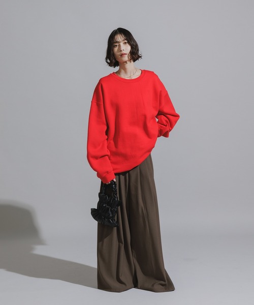 AO2(アオズ)の「Three-Tuck Studded Belt Baggy Slacks / スリータック スタッズベルト付き バギースラックス(スラックス・レディース・ブラック/ブラウン/グレー・FREE)」の15枚目の写真