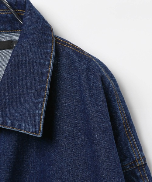 ALAND（エーランド）の「【UNISEX】ALAND／デニムカバーオール（デニムジャケット・レディース・ブルー/ブラック・SMALL/LARGE）」の8枚目の写真