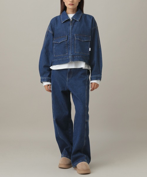 ALAND（エーランド）の「【UNISEX】ALAND／デニムカバーオール（デニムジャケット・レディース・ブルー/ブラック・SMALL/LARGE）」の16枚目の写真