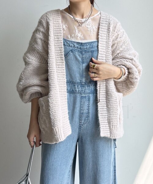 DouDou（ドゥドゥ）の「ケーブルニットカーディガン（カーディガン/ボレロ・レディース・アイボリー/ボルドー/ネイビー・FREE）」の11枚目の写真