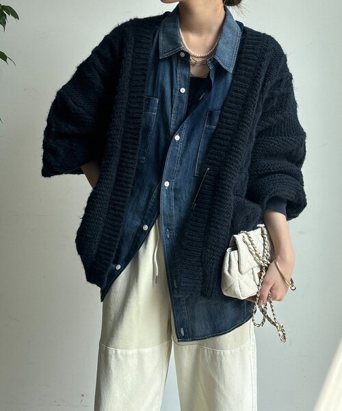 DouDou（ドゥドゥ）の「ケーブルニットカーディガン（カーディガン/ボレロ・レディース・アイボリー/ボルドー/ネイビー・FREE）」の20枚目の写真