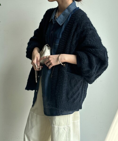 DouDou（ドゥドゥ）の「ケーブルニットカーディガン（カーディガン/ボレロ・レディース・アイボリー/ボルドー/ネイビー・FREE）」の21枚目の写真