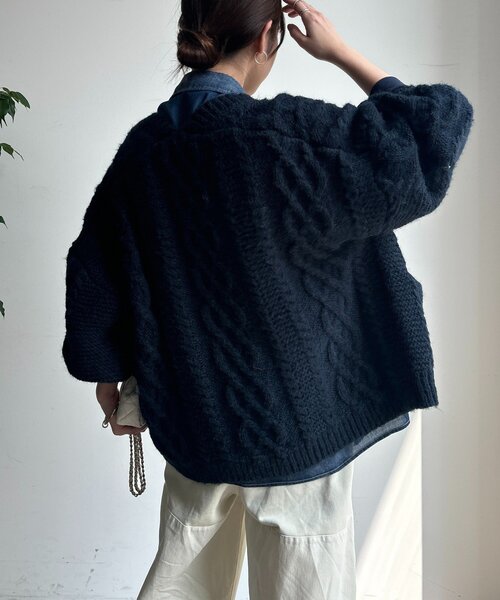 DouDou（ドゥドゥ）の「ケーブルニットカーディガン（カーディガン/ボレロ・レディース・アイボリー/ボルドー/ネイビー・FREE）」の22枚目の写真