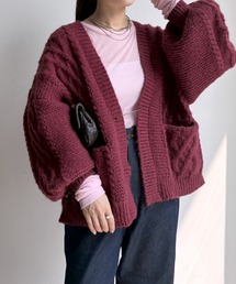 ケーブルニットカーディガン