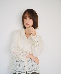 STRATA（エストラータ）の「エンブロイダリーリボンスリーブブラウス 【低身長・小柄女性】（Tシャツ/カットソー）」