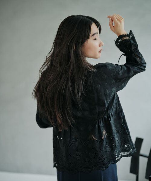 エンブロイダリーリボンスリーブブラウス 【低身長・小柄女性】（T