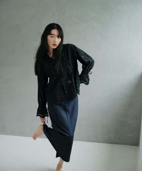 セール】エンブロイダリーリボンスリーブブラウス 【低身長・小柄女性