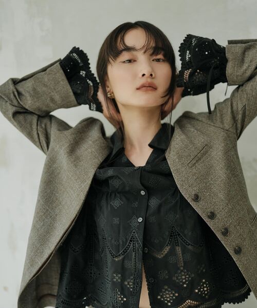 エンブロイダリーリボンスリーブブラウス 【低身長・小柄女性】（T