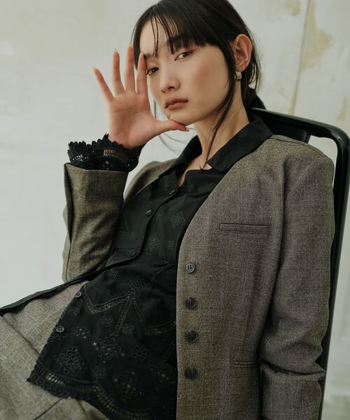 STRATA(エストラータ)の「エンブロイダリーリボンスリーブブラウス 【低身長・小柄女性】(Tシャツ/カットソー・レディース・ホワイト/ブラウン/ブラック・ONE SIZE)」の9枚目の写真