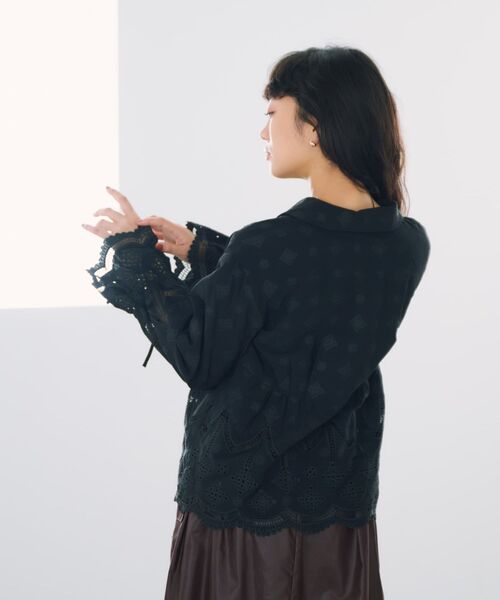 エンブロイダリーリボンスリーブブラウス 【低身長・小柄女性】（T