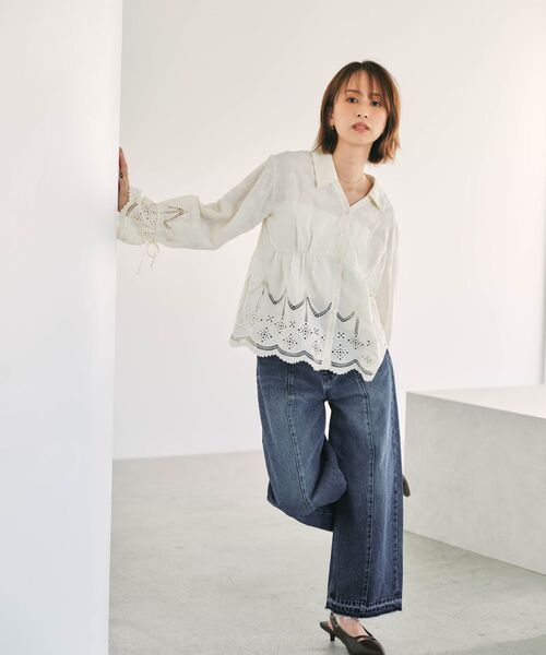 STRATA(エストラータ)の「エンブロイダリーリボンスリーブブラウス 【低身長・小柄女性】(Tシャツ/カットソー・レディース・ホワイト/ブラウン/ブラック・ONE SIZE)」の17枚目の写真