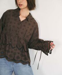 STRATA（エストラータ）の「エンブロイダリーリボンスリーブブラウス 【低身長・小柄女性】（Tシャツ/カットソー）」