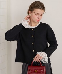 カーディガン/ボレロ（ブラック/黒色系・フリル）ファッション通販