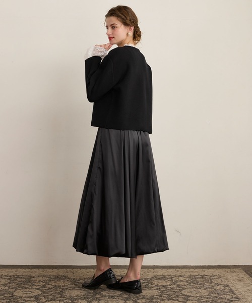 BONLECILL noir(ボンルシールノワール)の「【BONLECILL noir】ゴールボタンレースフリルニットカーディガン(カーディガン/ボレロ・レディース・ブラウン/ブラック/ネイビー/チャコールグレー・FREE)」の10枚目の写真