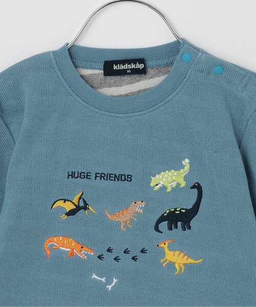 kladskap（クレードスコープ）の「【人気商品再入荷】【直営店で取り扱い無し】恐竜刺しゅう袖ライン接結長袖Tシャツ（Tシャツ/カットソー・キッズ・グレー/ブルー系その他2・90cm/100cm/110cm/120cm/130cm）」の4枚目の写真