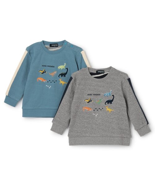 kladskap（クレードスコープ）の「【人気商品再入荷】【直営店で取り扱い無し】恐竜刺しゅう袖ライン接結長袖Tシャツ（Tシャツ/カットソー・キッズ・グレー/ブルー系その他2・90cm/100cm/110cm/120cm/130cm）」の10枚目の写真