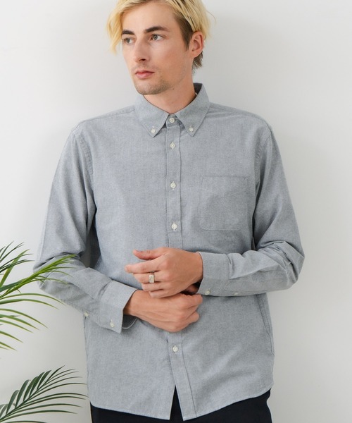 Blue Standard （ブルースタンダード）の「【BLUE STANDARD/ブルースタンダード】コットン100％ オックスボタンダウンシャツ レギュラーシルエット ビズ オフィスカジュアル オンでもオフでも（シャツ/ブラウス・メンズ・グレー/ホワイト/ダークネイビー・LARGE/MEDIUM/X-LARGE）」の2枚目の写真