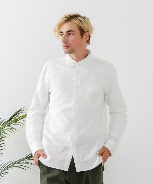 Blue Standard （ブルースタンダード）の「【BLUE STANDARD/ブルースタンダード】コットン100％ オックスボタンダウンシャツ レギュラーシルエット ビズ オフィスカジュアル オンでもオフでも（シャツ/ブラウス・メンズ・グレー/ホワイト/ダークネイビー・LARGE/MEDIUM/X-LARGE）」の7枚目の写真