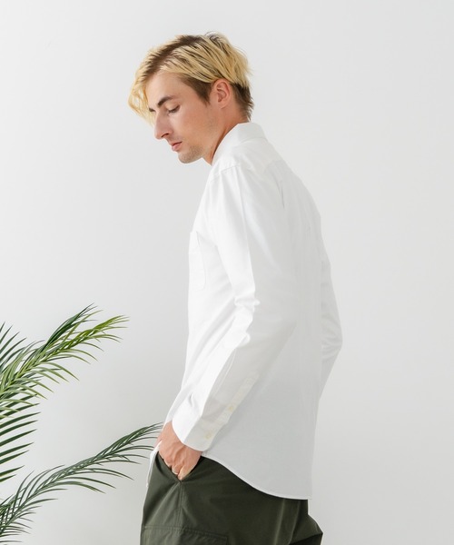 Blue Standard （ブルースタンダード）の「【BLUE STANDARD/ブルースタンダード】コットン100％ オックスボタンダウンシャツ レギュラーシルエット ビズ オフィスカジュアル オンでもオフでも（シャツ/ブラウス・メンズ・グレー/ホワイト/ダークネイビー・LARGE/MEDIUM/X-LARGE）」の8枚目の写真