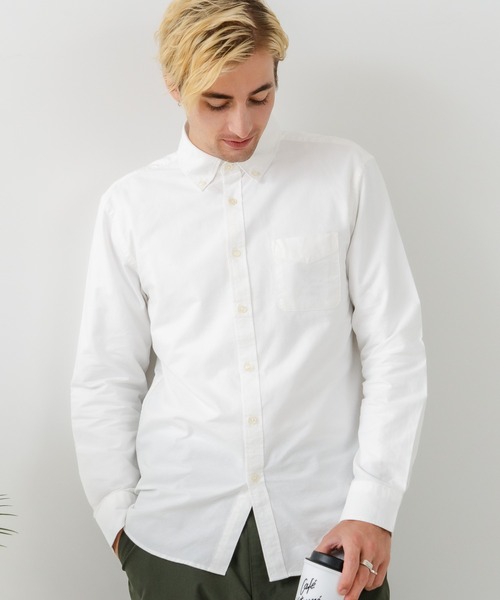 Blue Standard （ブルースタンダード）の「【BLUE STANDARD/ブルースタンダード】コットン100％ オックスボタンダウンシャツ レギュラーシルエット ビズ オフィスカジュアル オンでもオフでも（シャツ/ブラウス・メンズ・グレー/ホワイト/ダークネイビー・LARGE/MEDIUM/X-LARGE）」の10枚目の写真