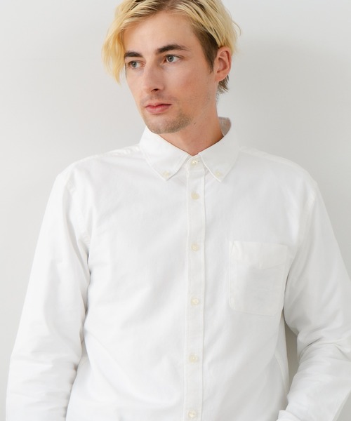 Blue Standard （ブルースタンダード）の「【BLUE STANDARD/ブルースタンダード】コットン100％ オックスボタンダウンシャツ レギュラーシルエット ビズ オフィスカジュアル オンでもオフでも（シャツ/ブラウス・メンズ・グレー/ホワイト/ダークネイビー・LARGE/MEDIUM/X-LARGE）」の11枚目の写真