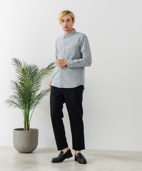 Blue Standard （ブルースタンダード）の「【BLUE STANDARD/ブルースタンダード】コットン100％ オックスボタンダウンシャツ レギュラーシルエット ビズ オフィスカジュアル オンでもオフでも（シャツ/ブラウス・メンズ・グレー/ホワイト/ダークネイビー・LARGE/MEDIUM/X-LARGE）」の13枚目の写真