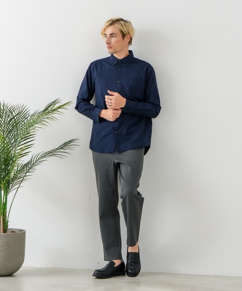 Blue Standard （ブルースタンダード）の「【BLUE STANDARD/ブルースタンダード】コットン100％ オックスボタンダウンシャツ レギュラーシルエット ビズ オフィスカジュアル オンでもオフでも（シャツ/ブラウス・メンズ・グレー/ホワイト/ダークネイビー・LARGE/MEDIUM/X-LARGE）」の21枚目の写真