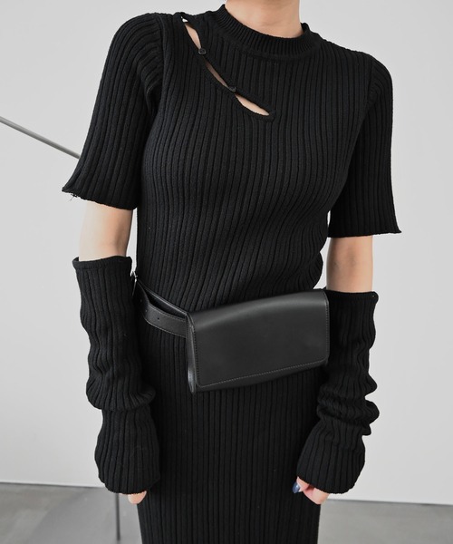 WILLFULLY(ウィルフリー)の「random rib removable sleeve knit OP(ワンピース・レディース・ブラック/チャコール・FREE)」の9枚目の写真