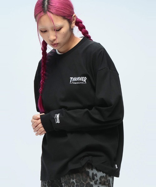 THRASHER(スラッシャー)の「THRASHER ワンポイントロゴ 長袖 Tシャツ(Tシャツ/カットソー・メンズ・ブラック/パープル/ホワイト・LL/M/L)」の2枚目の写真