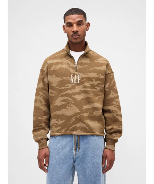 GAP(ギャップ)の「ヴィンテージソフト GAPロゴ ハーフジップ プルオーバー(スウェット・メンズ・カモフラージュ/アイボリー/ブラック・XS/S/M/L/XL)」の3枚目の写真
