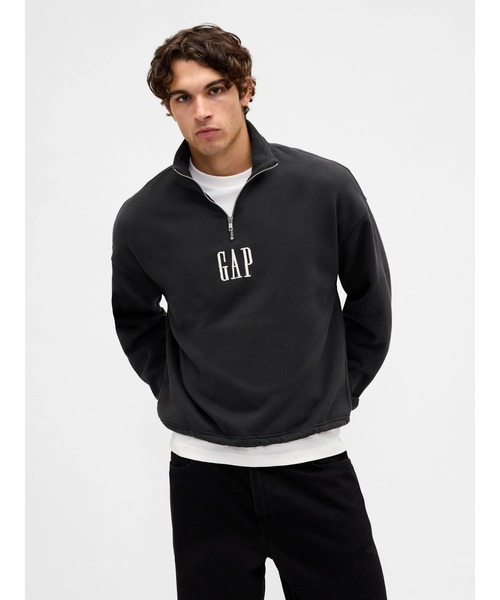 セール】ヴィンテージソフト GAPロゴ ハーフジップ プルオーバー