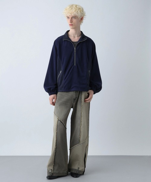 HARE（ハレ）の「スウェードキリカエフリース(HARE)（スウェット・メンズ・ブラック/ネイビー・FREE）」の6枚目の写真