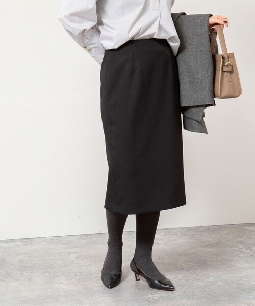 NOLLEY’S Sophi（ノーリーズソフィ）の「《セットアップ対応》ウォッシャブルウール調タイトスカート（スカート・レディース・ネイビー/ベージュ系その他3/ブラック・36/38/40）」の2枚目の写真