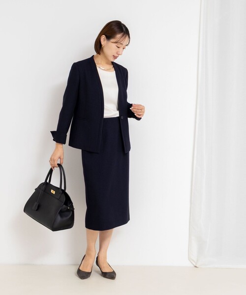 NOLLEY’S Sophi（ノーリーズソフィ）の「《セットアップ対応》ウォッシャブルウール調タイトスカート（スカート・レディース・ネイビー/ベージュ系その他3/ブラック・36/38/40）」の4枚目の写真