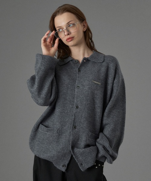 ONCILY(オンシェリー)の「SILVER PLATE POLO KNIT CARDIGAN / シルバープレートポロニットカーディガン(カーディガン/ボレロ・メンズ・チャコールグレー/ベージュ/ブルーグレー・SMALL/LARGE/MEDIUM)」の2枚目の写真