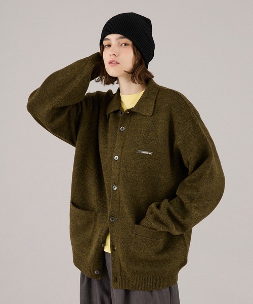 SILVER PLATE POLO KNIT CARDIGAN / シルバープレートポロニット