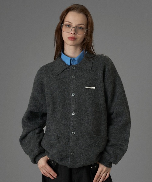 SILVER PLATE POLO KNIT CARDIGAN / シルバープレートポロニット