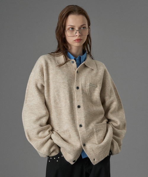 ONCILY(オンシェリー)の「SILVER PLATE POLO KNIT CARDIGAN / シルバープレートポロニットカーディガン(カーディガン/ボレロ・メンズ・チャコールグレー/ベージュ/ブルーグレー・SMALL/LARGE/MEDIUM)」の15枚目の写真